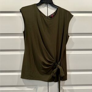 Vince Camuto Dark Olive Tie-Front Blouse